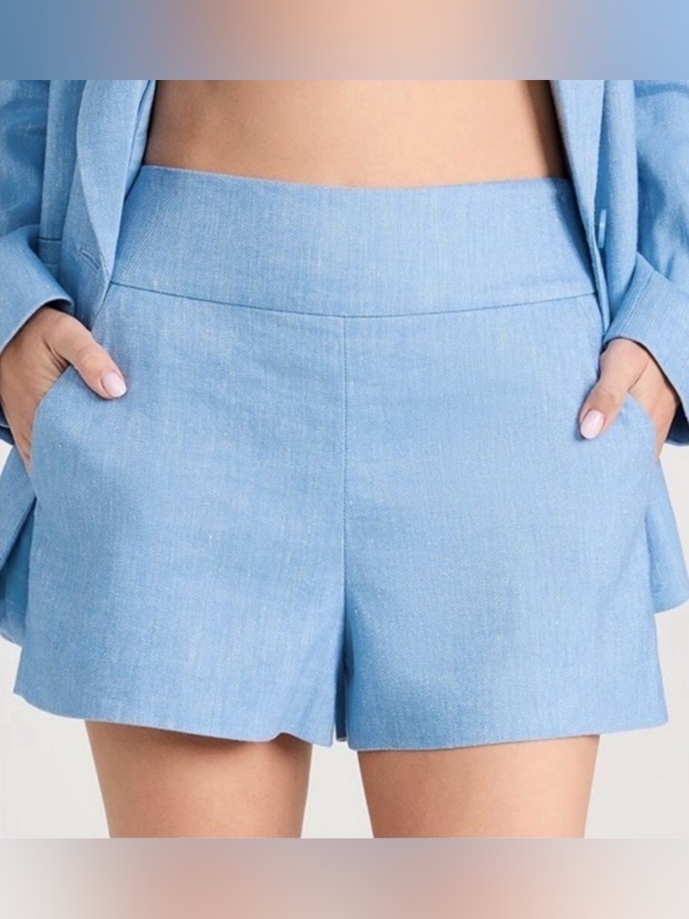 Alice + Olivia Donald Chambray High Waisted Shorts10